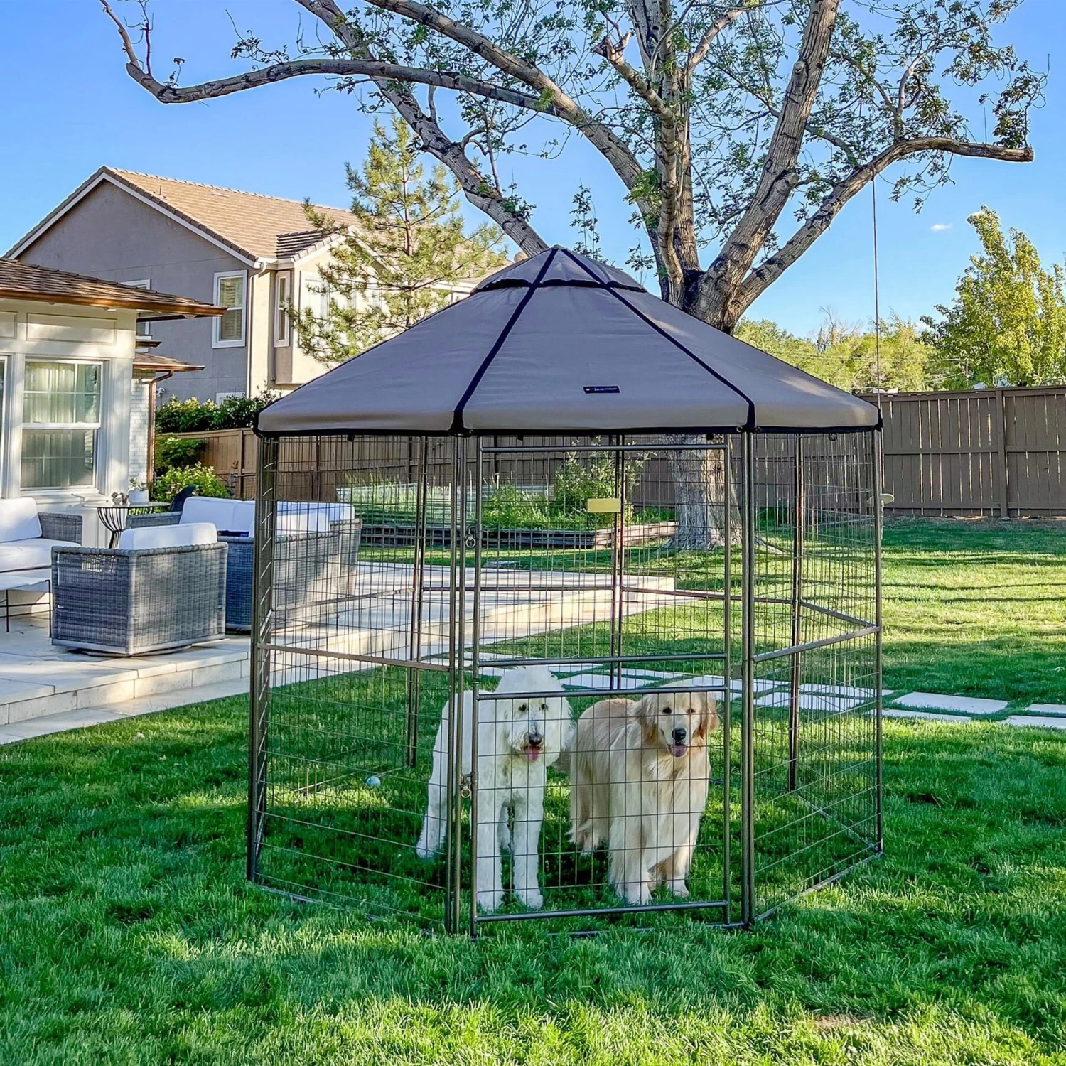 Win World Pet Gazebo Dog Kennel, Earth Taupe, 8-ft 7 Win World Pet Gazebo Dog Kennel, Earth Taupe, 8-ft - Image 7