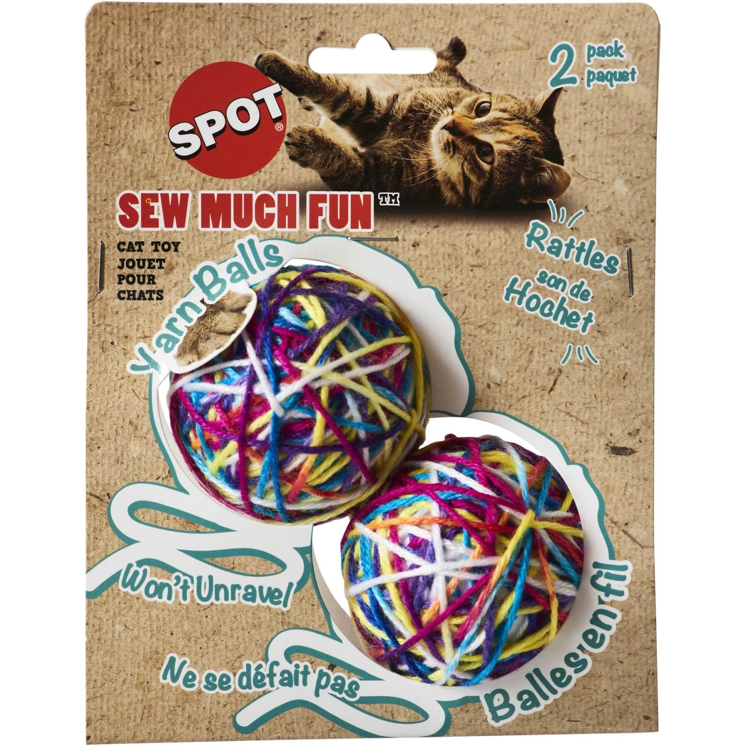 Ethical Pet Sew Much Fun Yarn Ball Cat Toy With Catnip, Multicolor 1 Ethical Pet Sew Much Fun Yarn Ball Cat Toy With Catnip, Multicolor