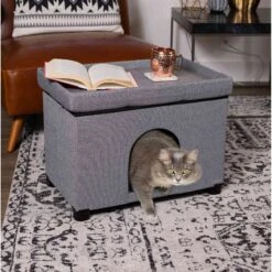 The BirdRock Home Decorative Cat & Dog House Ottoman, Brown -Mewhaus Shop 736942 PT3. AC SS1800 V1670945790