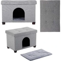 The BirdRock Home Decorative Cat & Dog House Ottoman, Brown -Mewhaus Shop 736942 PT4. AC SS1800 V1670944007