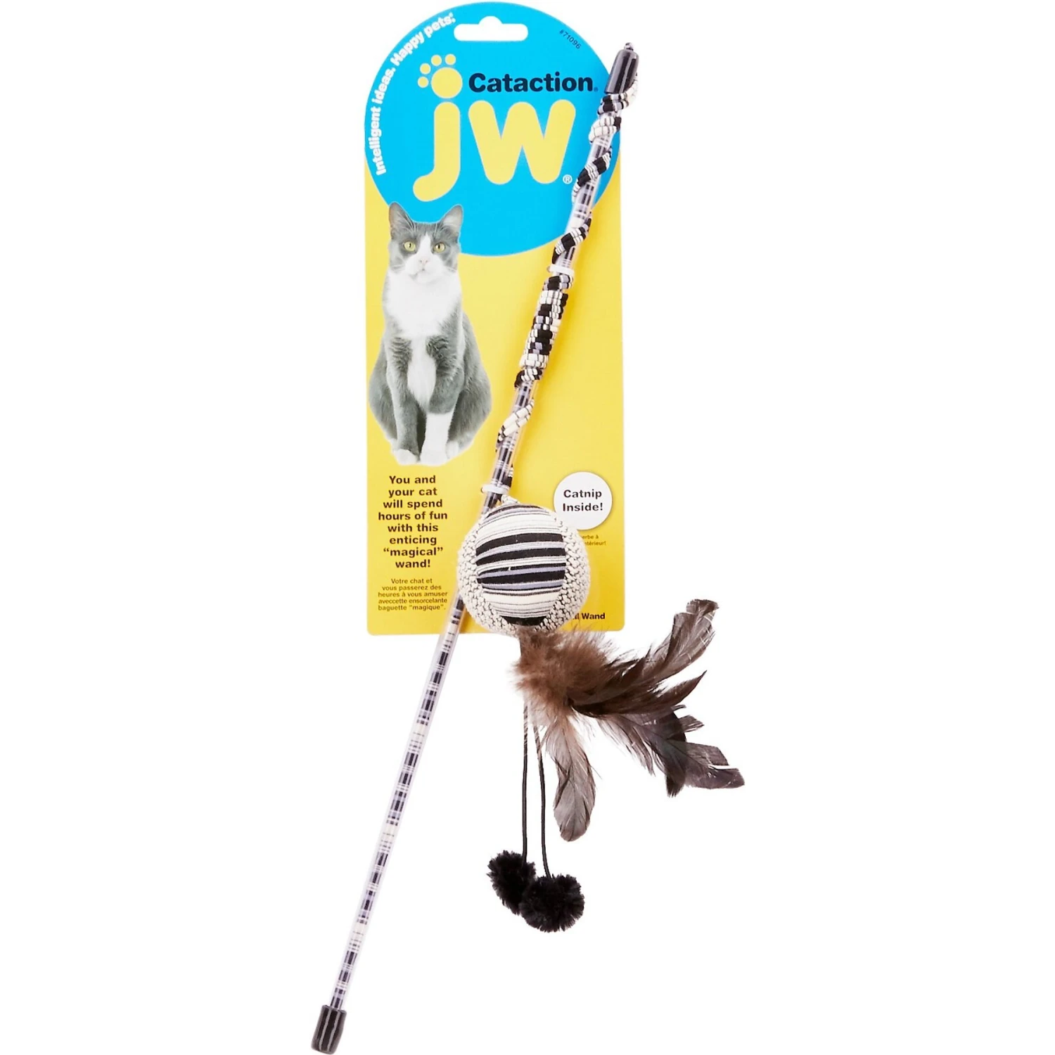 JW Pet Cataction Ball With Wand Cat Toy 2 JW Pet Cataction Ball With Wand Cat Toy - Image 2