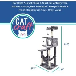 Cat Craft 7 Level Plush & Sisal Cat Activity Cat Tree Habitat, Gray, X-Large -Mewhaus Shop 744734 PT2. AC SS1800 V1689975300