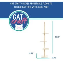 Cat Craft 4-Level Adjustable Climbing & Perch Cat Tree With Scratching Post, Cream, X-Large -Mewhaus Shop 744814 PT2. AC SS1800 V1674069683