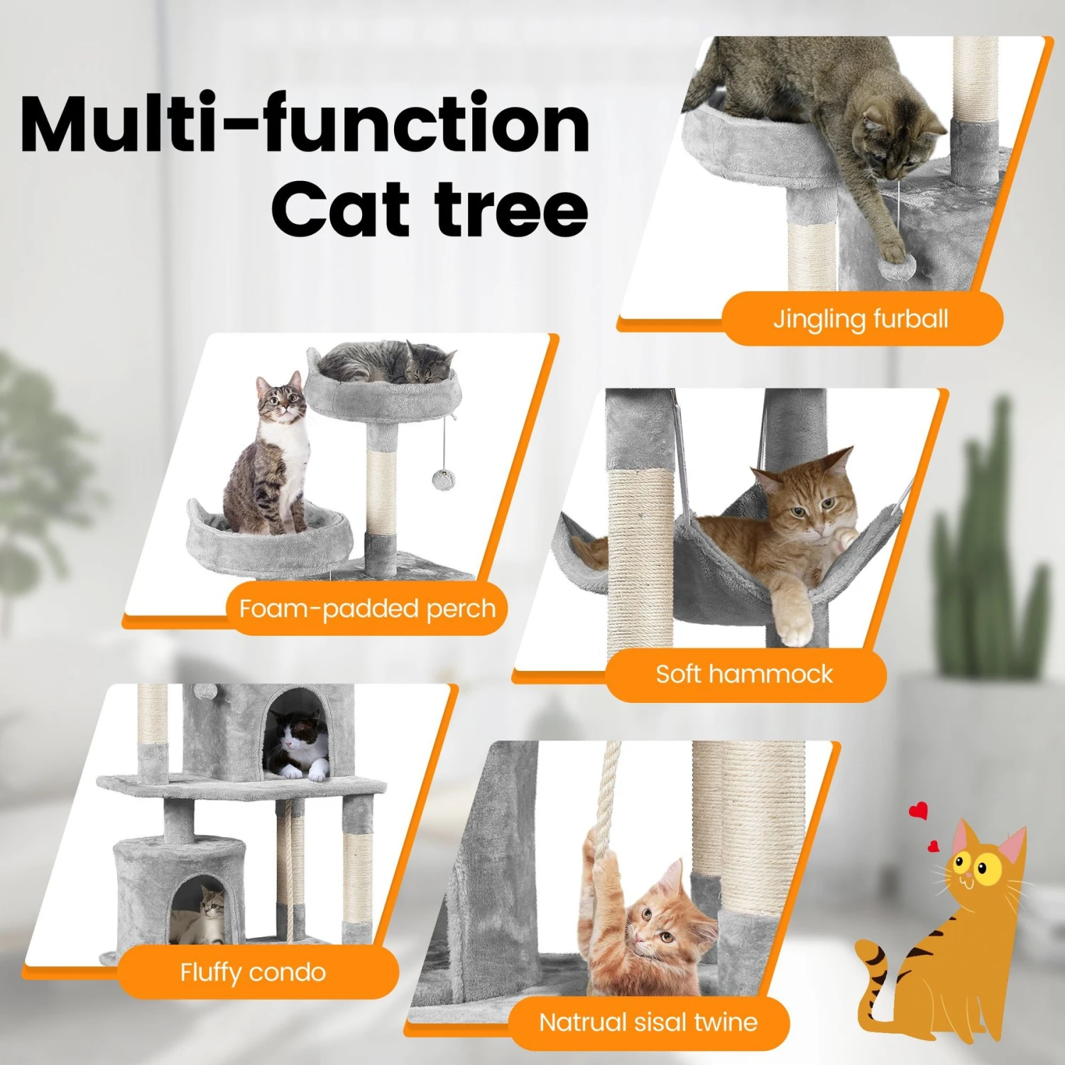 Yaheetech 70.5-inch Multi Level Sisal Cat Tree 4 Yaheetech 70.5-inch Multi Level Sisal Cat Tree - Image 4