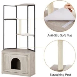 Unipaws Corner Box Enclosure With Cat Tree Tower Cat Litter, Weathered Grey, Medium -Mewhaus Shop 757526 PT3. AC SS1800 V1693319935