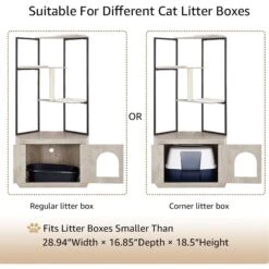 Unipaws Corner Box Enclosure With Cat Tree Tower Cat Litter, Weathered Grey, Medium -Mewhaus Shop 757526 PT5. AC SS1800 V1693319935