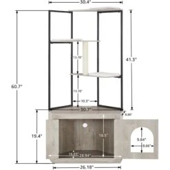 Unipaws Corner Box Enclosure With Cat Tree Tower Cat Litter, Weathered Grey, Medium -Mewhaus Shop 757526 PT6. AC SS1800 V1693320056