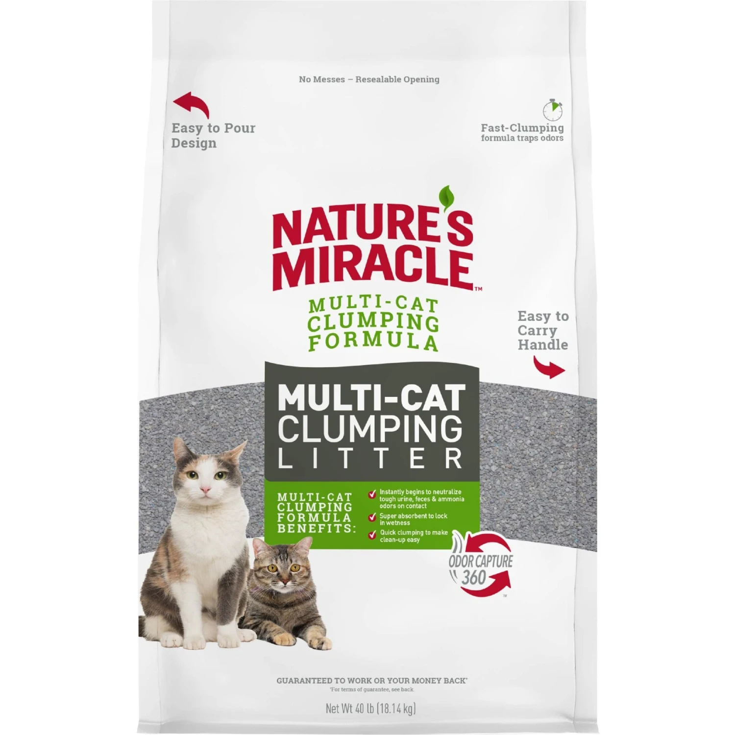 Nature's Miracle Multi-Cat Clumping Clay Cat Litter, 40-lb Bag 1 Nature's Miracle Multi-Cat Clumping Clay Cat Litter, 40-lb Bag
