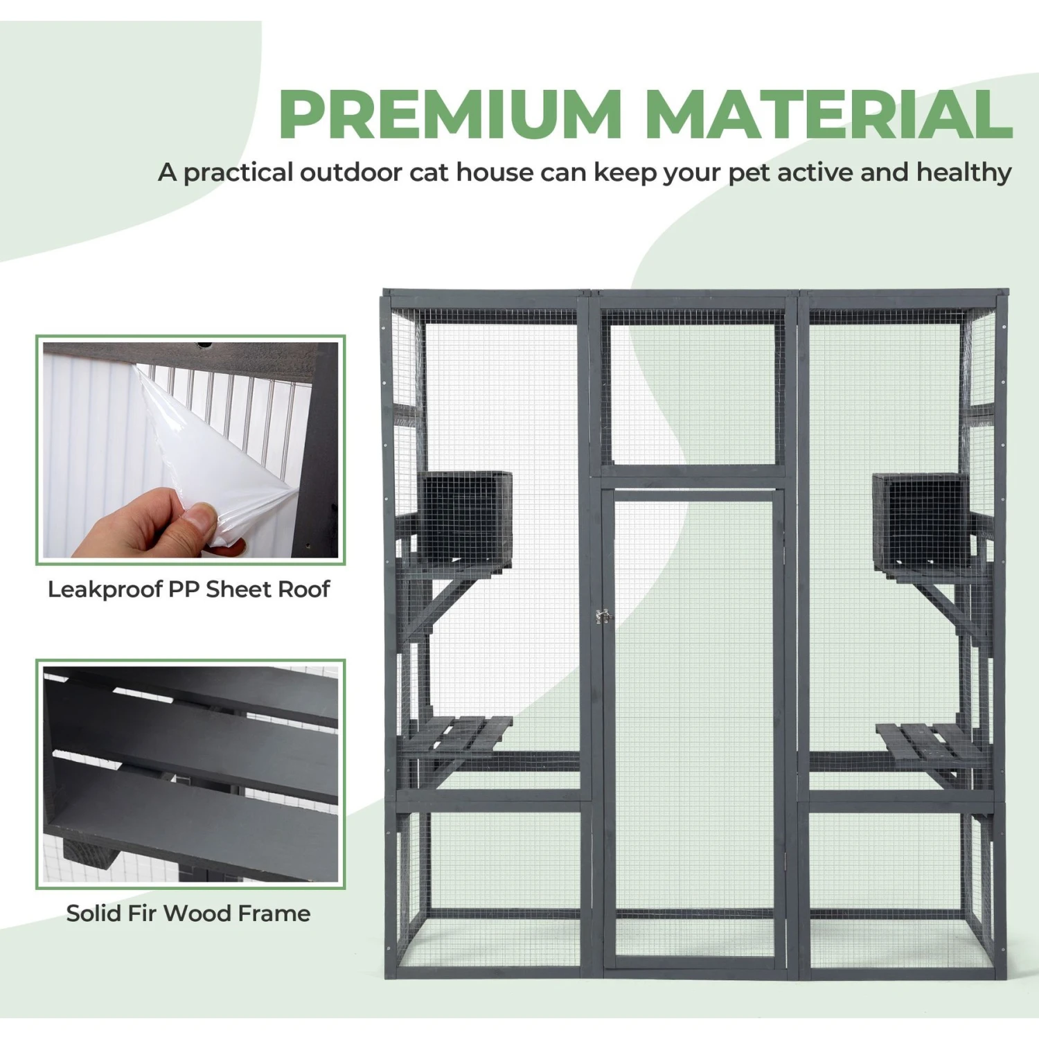 Coziwow Patio Outdoor Cat Playpen, Grey, Large 2 Coziwow Patio Outdoor Cat Playpen, Grey, Large - Image 2