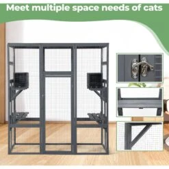 Coziwow Patio Outdoor Cat Playpen, Grey, Large 10 Coziwow Patio Outdoor Cat Playpen, Grey, Large -Mewhaus Shop 804398 PT2. AC SS1800 V1687293650