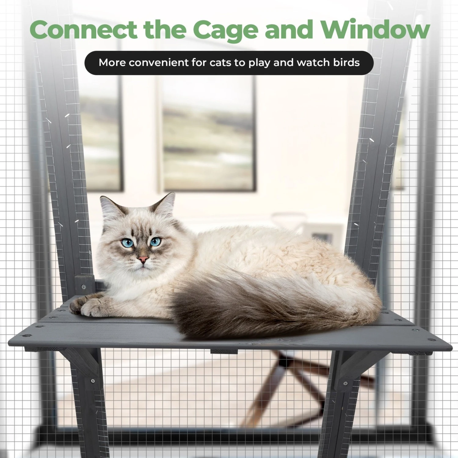 Coziwow Patio Outdoor Cat Playpen, Grey, Large 5 Coziwow Patio Outdoor Cat Playpen, Grey, Large - Image 5