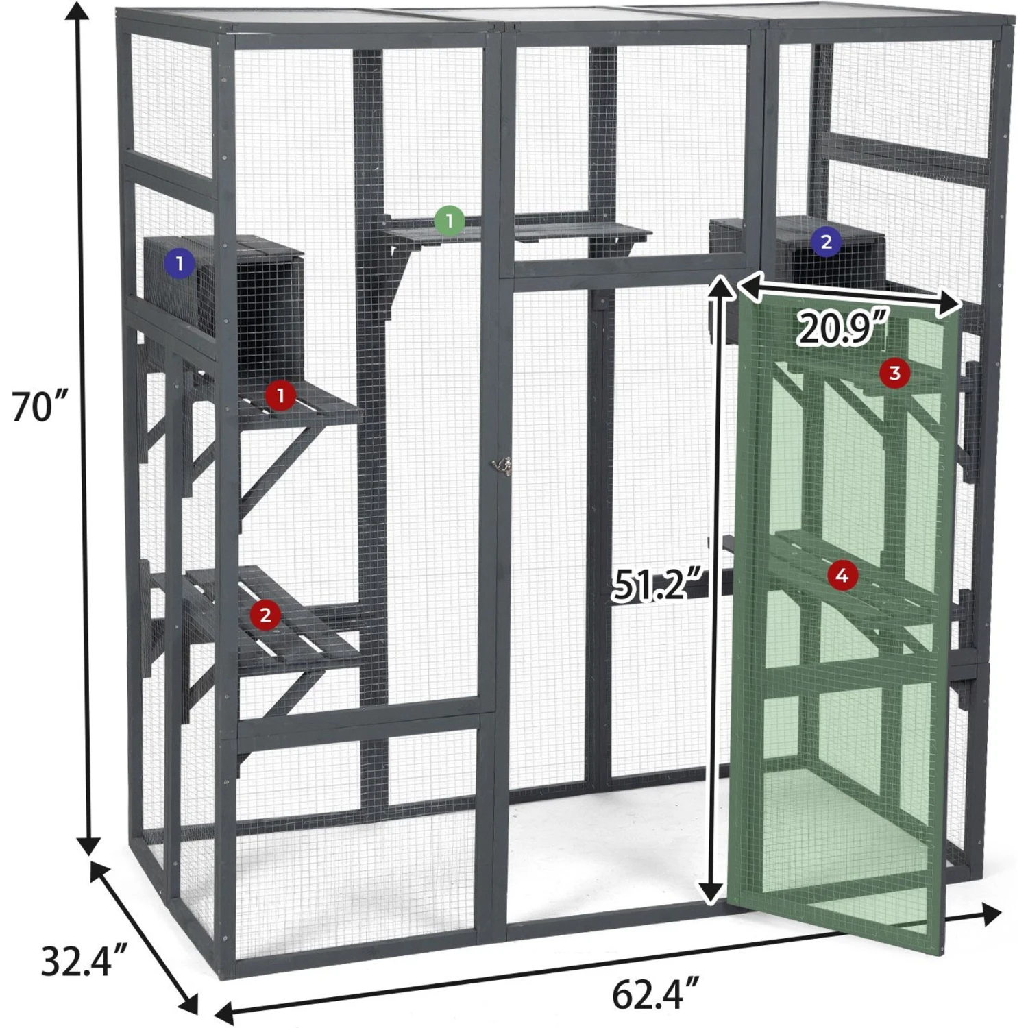 Coziwow Patio Outdoor Cat Playpen, Grey, Large 7 Coziwow Patio Outdoor Cat Playpen, Grey, Large - Image 7
