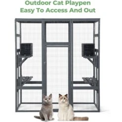 Coziwow Patio Outdoor Cat Playpen, Grey, Large 15 Coziwow Patio Outdoor Cat Playpen, Grey, Large -Mewhaus Shop 804398 PT7. AC SS1800 V1687294701