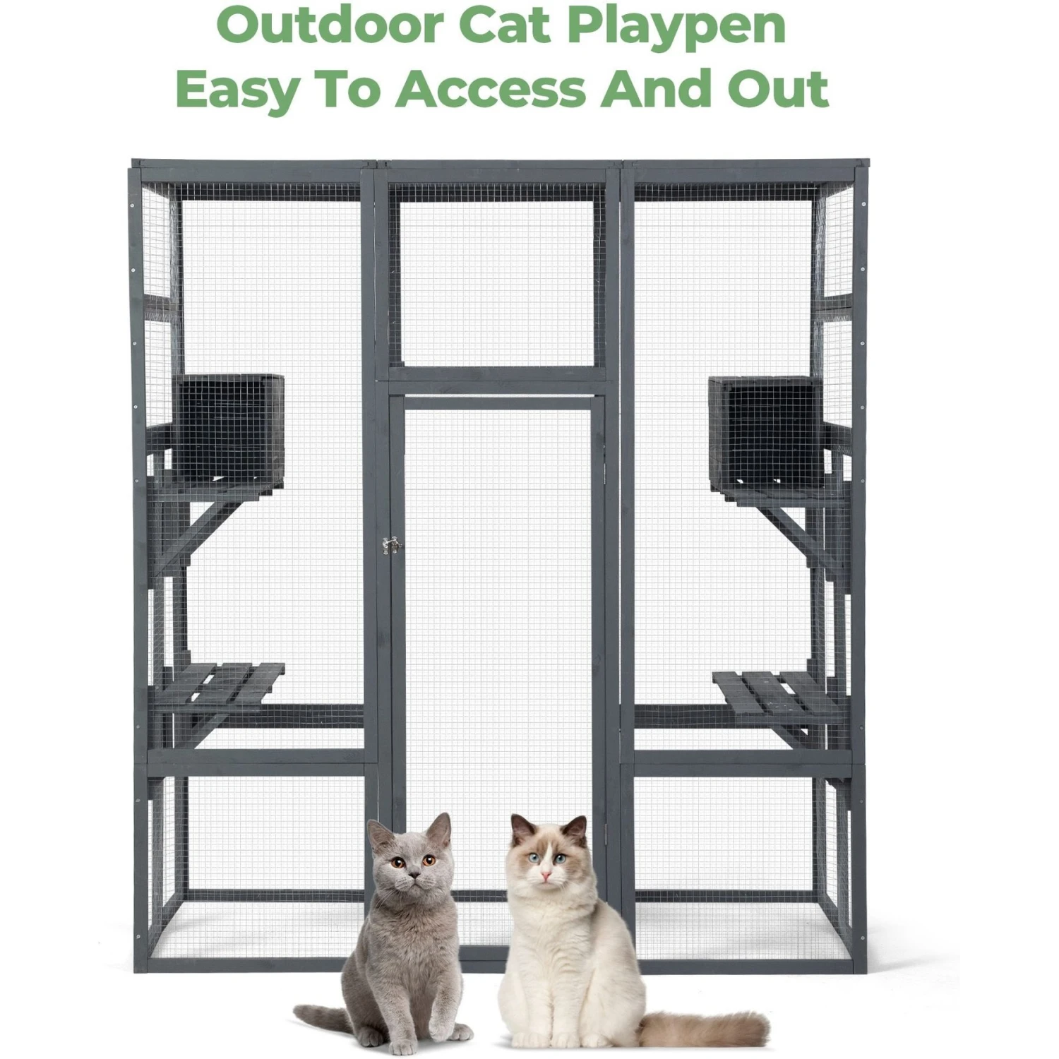 Coziwow Patio Outdoor Cat Playpen, Grey, Large 8 Coziwow Patio Outdoor Cat Playpen, Grey, Large - Image 8