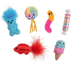 Catstages Kitty Sweet Treats Plush Catnip Cat Toys, Multicolor, 6 Count
