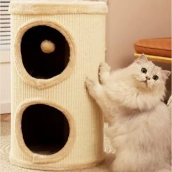 Hanamya Cat Tree Condo Tower, Beige -Mewhaus Shop 843502 PT4. AC SS1800 V1682954437