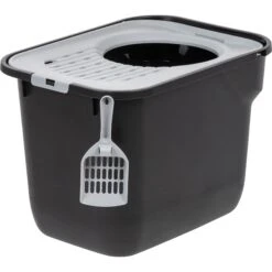 IRIS USA Square Top Entry Cat Litter Box With Scoop, Large