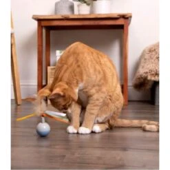 SmartyKat Instincts Rowdy Ribbons Electronic Motion Spinning Ball Cat Toy -Mewhaus Shop 847046 PT2. AC SS1800 V1684443119