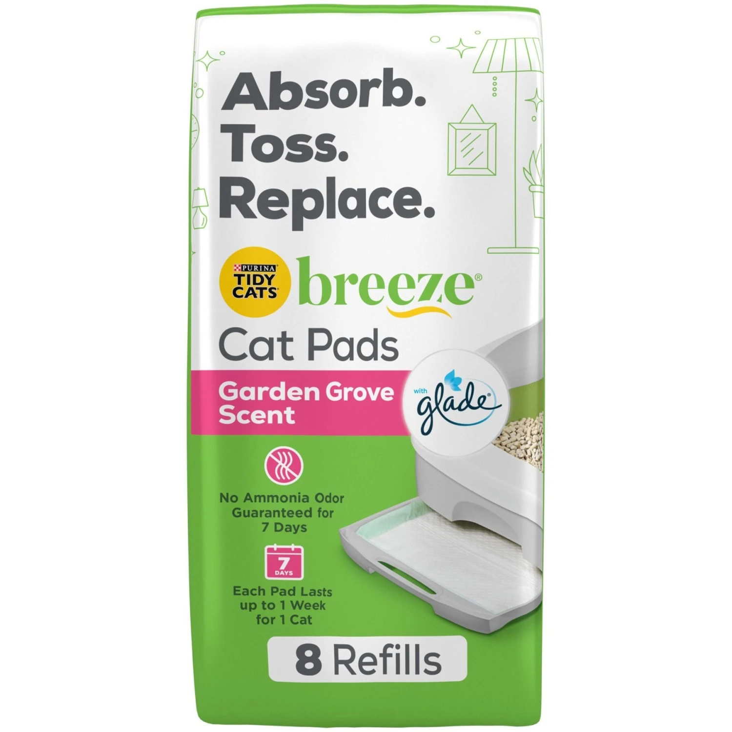 Tidy Cats Breeze Garden Grove Scented Cat Pad, 8 Count 1 Tidy Cats Breeze Garden Grove Scented Cat Pad, 8 Count
