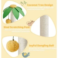 Yaheetech 37-in Coconut Palm Cat Tree, Small, Green & Yellow 13 Yaheetech 37-in Coconut Palm Cat Tree, Small, Green & Yellow -Mewhaus Shop 871710 PT4. AC SS1800 V1686250306