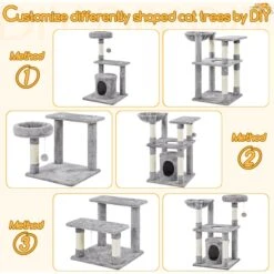 Yaheetech 4-Level Cat Tree, 56.5-in, Medium, Light Gray -Mewhaus Shop 871774 PT5. AC SS1800 V1686249835