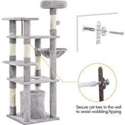 Yaheetech 4-Level Cat Tree, 56.5-in, Medium, Light Gray -Mewhaus Shop 871774 PT6. AC SS1800 V1686250418