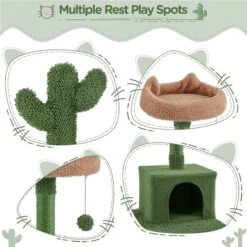 Yaheetech 62.5-in Cactus Cat Tree, Medium, Green & Brown -Mewhaus Shop 871822 PT3. AC SS1800 V1688738708