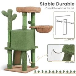 Yaheetech Cactus 42-in Plush Cat Tree -Mewhaus Shop 899510 PT8. AC SS1800 V1687964435