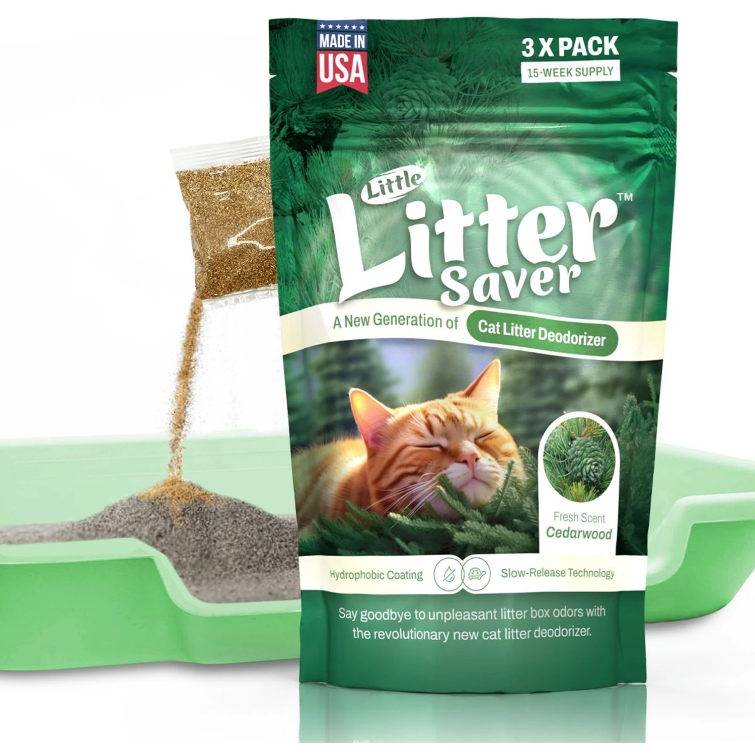 Little Litter Savers Natural Fresh Scent Cedarwood Cat Litter Deodorizer, 1-oz Bag, 3 Count 1 Little Litter Savers Natural Fresh Scent Cedarwood Cat Litter Deodorizer, 1-oz Bag, 3 Count