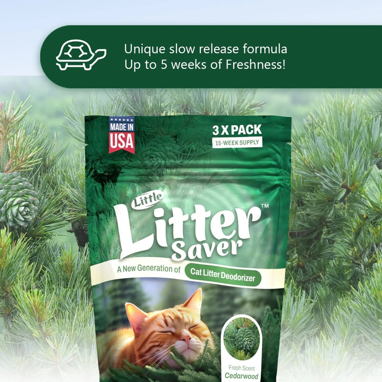 Little Litter Savers Natural Fresh Scent Cedarwood Cat Litter Deodorizer, 1-oz Bag, 3 Count 4 Little Litter Savers Natural Fresh Scent Cedarwood Cat Litter Deodorizer, 1-oz Bag, 3 Count - Image 4