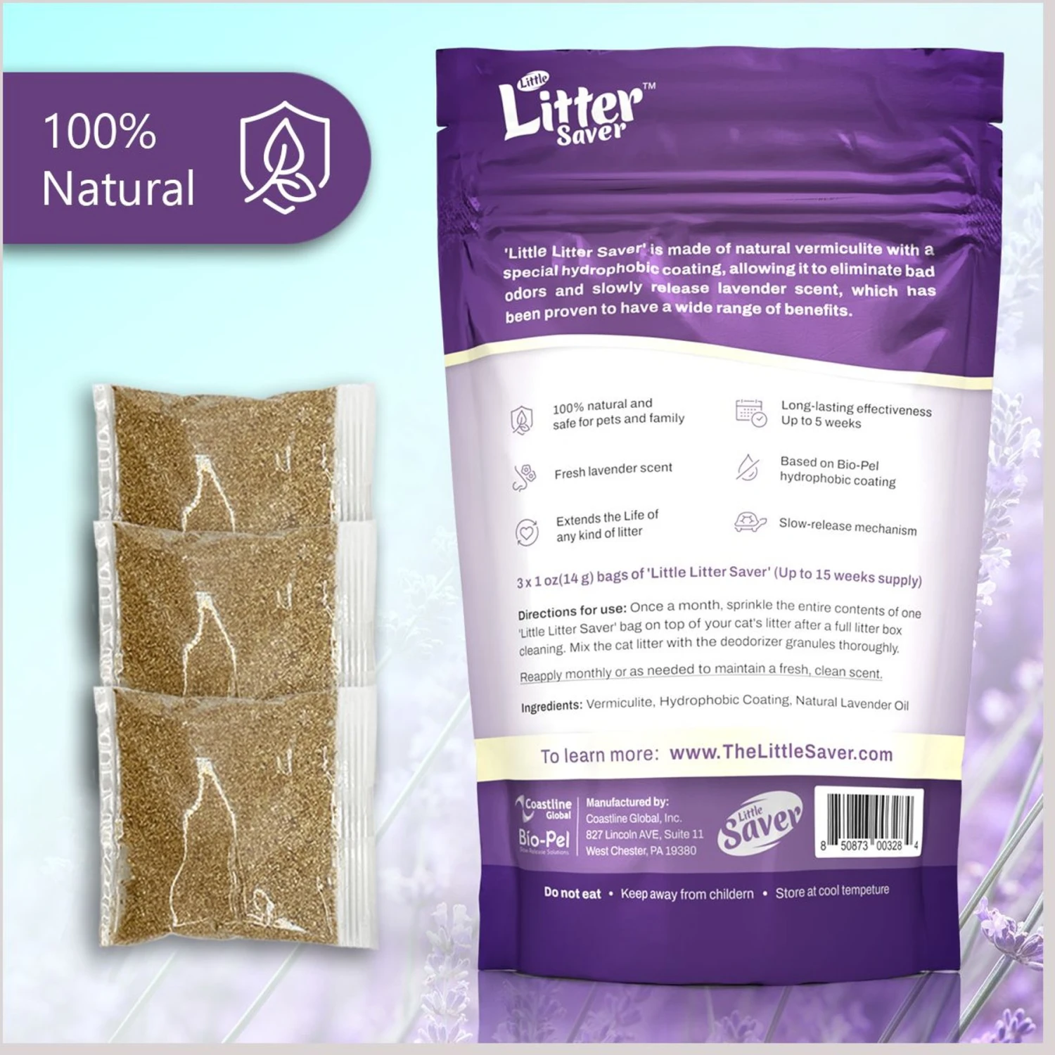 Little Litter Savers Natural Fresh Scent Lavender Cat Litter Deodorizer, 1-oz Bag, 3 Count 2 Little Litter Savers Natural Fresh Scent Lavender Cat Litter Deodorizer, 1-oz Bag, 3 Count - Image 2