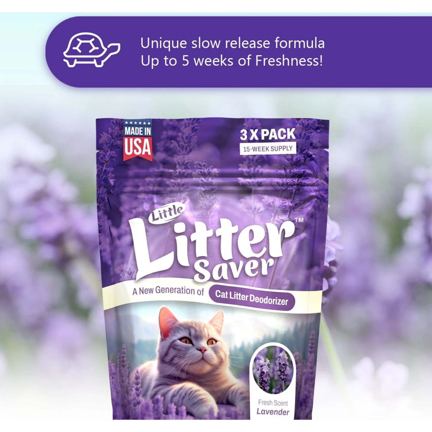 Little Litter Savers Natural Fresh Scent Lavender Cat Litter Deodorizer, 1-oz Bag, 3 Count 4 Little Litter Savers Natural Fresh Scent Lavender Cat Litter Deodorizer, 1-oz Bag, 3 Count - Image 4
