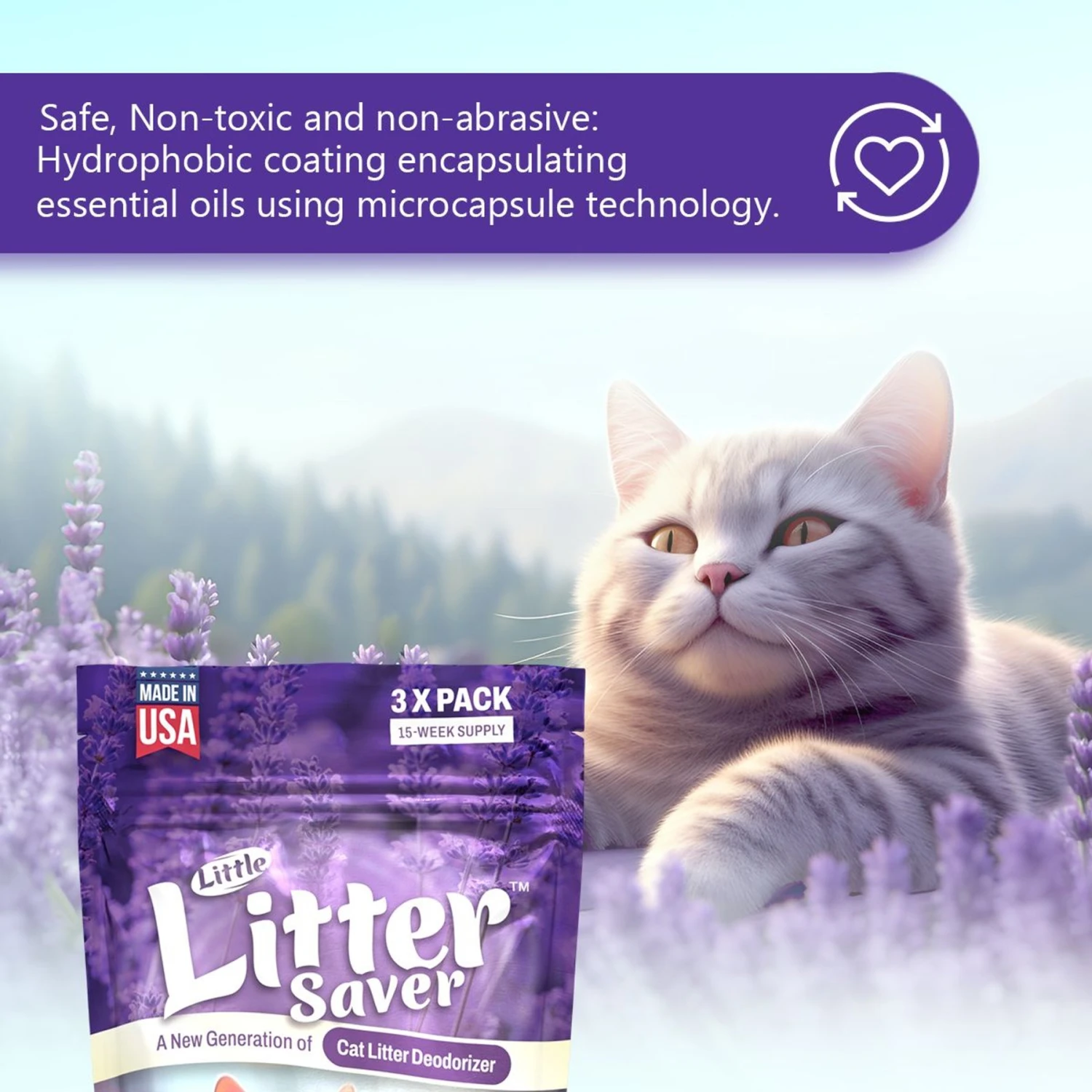Little Litter Savers Natural Fresh Scent Lavender Cat Litter Deodorizer, 1-oz Bag, 3 Count 5 Little Litter Savers Natural Fresh Scent Lavender Cat Litter Deodorizer, 1-oz Bag, 3 Count - Image 5