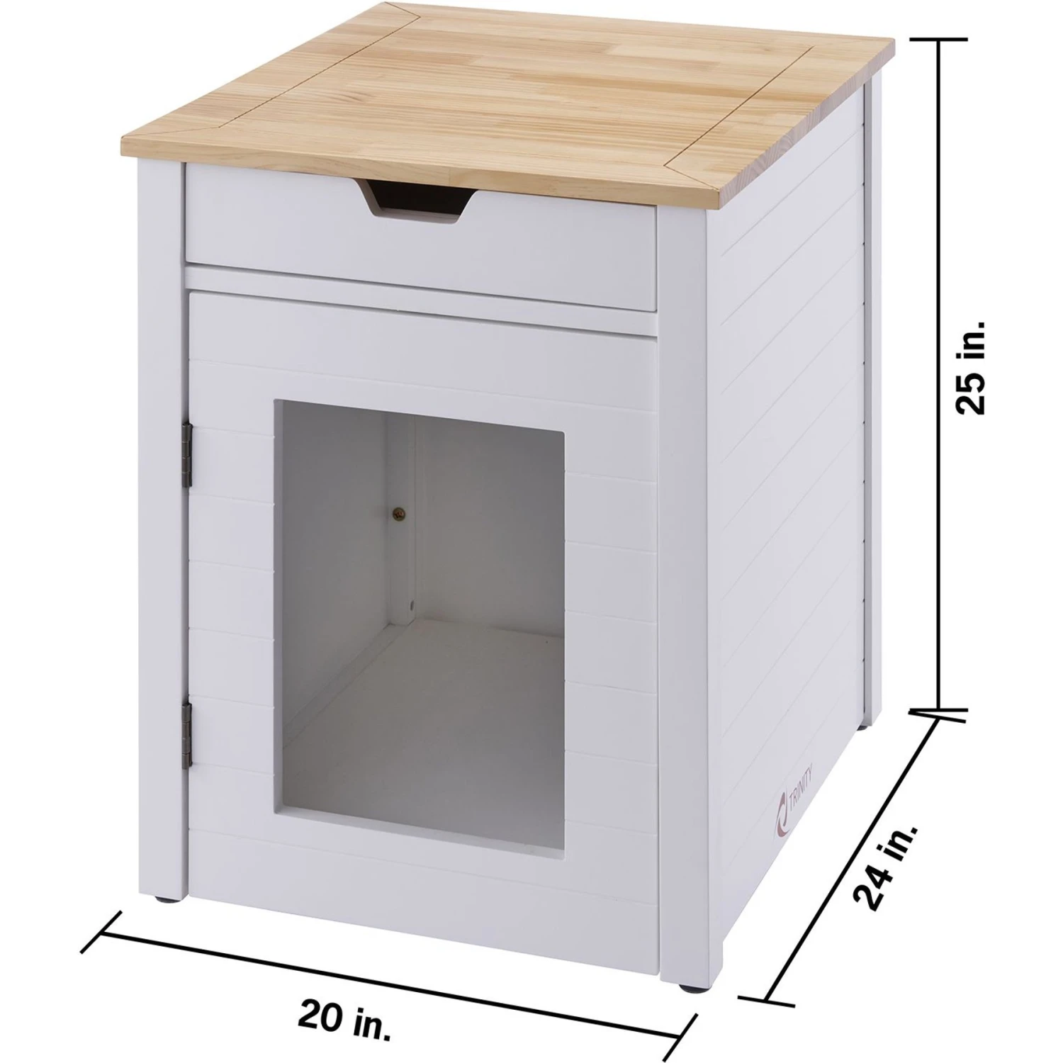 TRINITY 20-in Enclosure End Table With Drawer Cat Litter Box, White, Small 4 TRINITY 20-in Enclosure End Table With Drawer Cat Litter Box, White, Small - Image 4