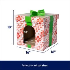 Frisco Holiday Gift Box Cardboard Cat House & Frisco Holiday Santa's Workshop Cardboard Cat House -Mewhaus Shop 986158 PT2. AC SS1800 V1698258056