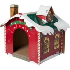 Frisco Holiday Gift Box Cardboard Cat House & Frisco Holiday Santa's Workshop Cardboard Cat House -Mewhaus Shop 986158 PT5. AC SS1800 V1698257735