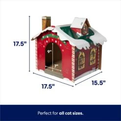 Frisco Holiday Christmas Tree Cardboard Cat House & Frisco Holiday Santa's Workshop Cardboard Cat House -Mewhaus Shop 986190 PT6. AC SS1800 V1698257795