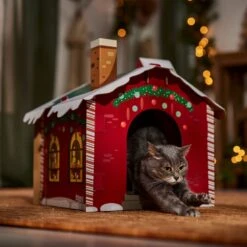 Frisco Holiday Christmas Tree Cardboard Cat House & Frisco Holiday Santa's Workshop Cardboard Cat House -Mewhaus Shop 986190 PT8. AC SS1800 V1698258406