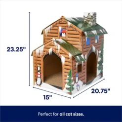 Frisco Holiday Log Cabin Cardboard Cat House & Frisco Holiday Santa's Workshop Cardboard Cat House -Mewhaus Shop 986198 PT2. AC SS1800 V1698257738