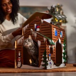 Frisco Holiday Log Cabin Cardboard Cat House & Frisco Holiday Santa's Workshop Cardboard Cat House -Mewhaus Shop 986198 PT4. AC SS1800 V1698258175