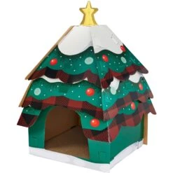 Frisco Holiday Log Cabin Cardboard Cat House & Frisco Holiday Christmas Tree Cardboard Cat House -Mewhaus Shop 986238 PT5. AC SS1800 V1698257734